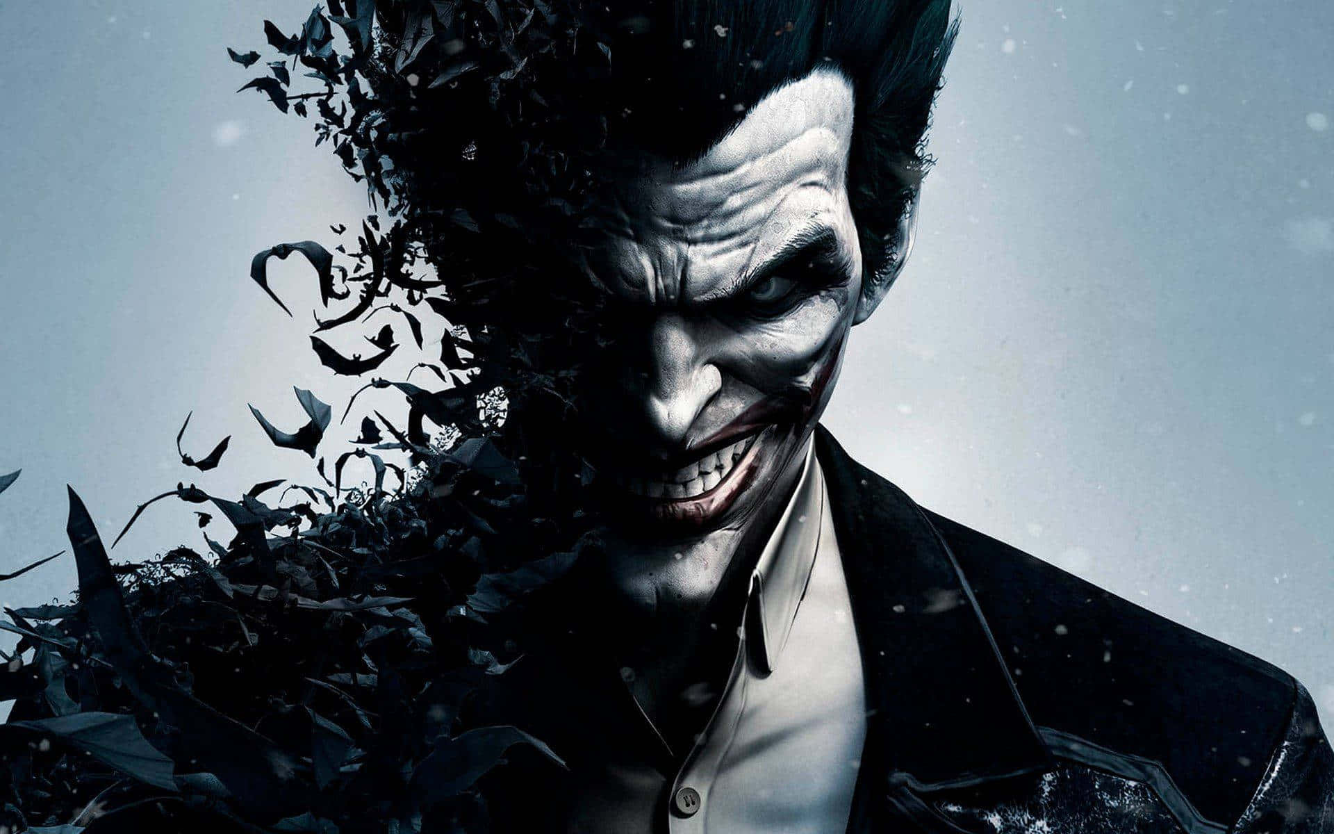 Creepy Joker Pfp Fading Into Bats Background