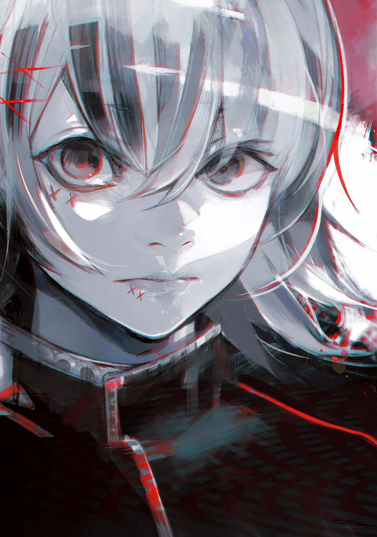 Creepy Juuzou Tokyo Ghoul 4k With Red Stitches Background