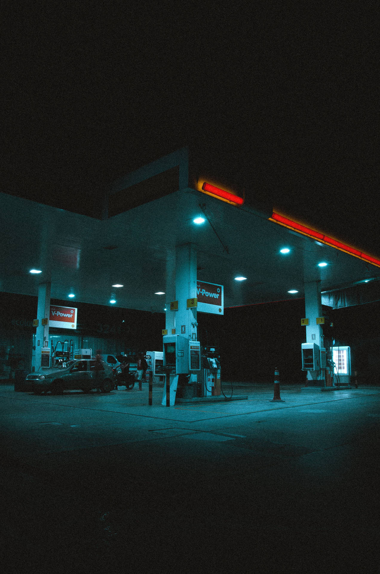 Creepy Shell Gas Station Background