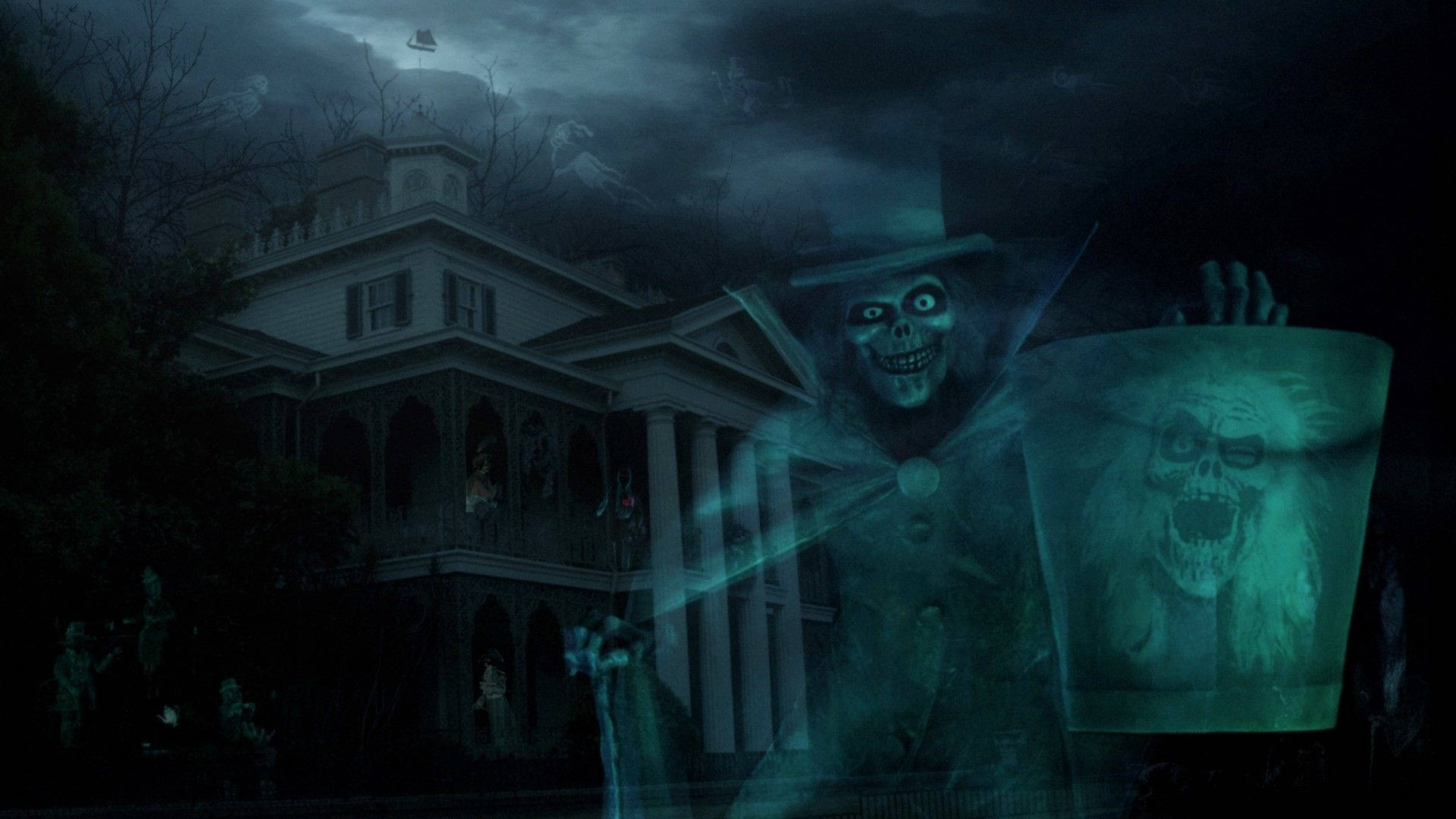 Creepy Skeleton Haunted Mansion Background