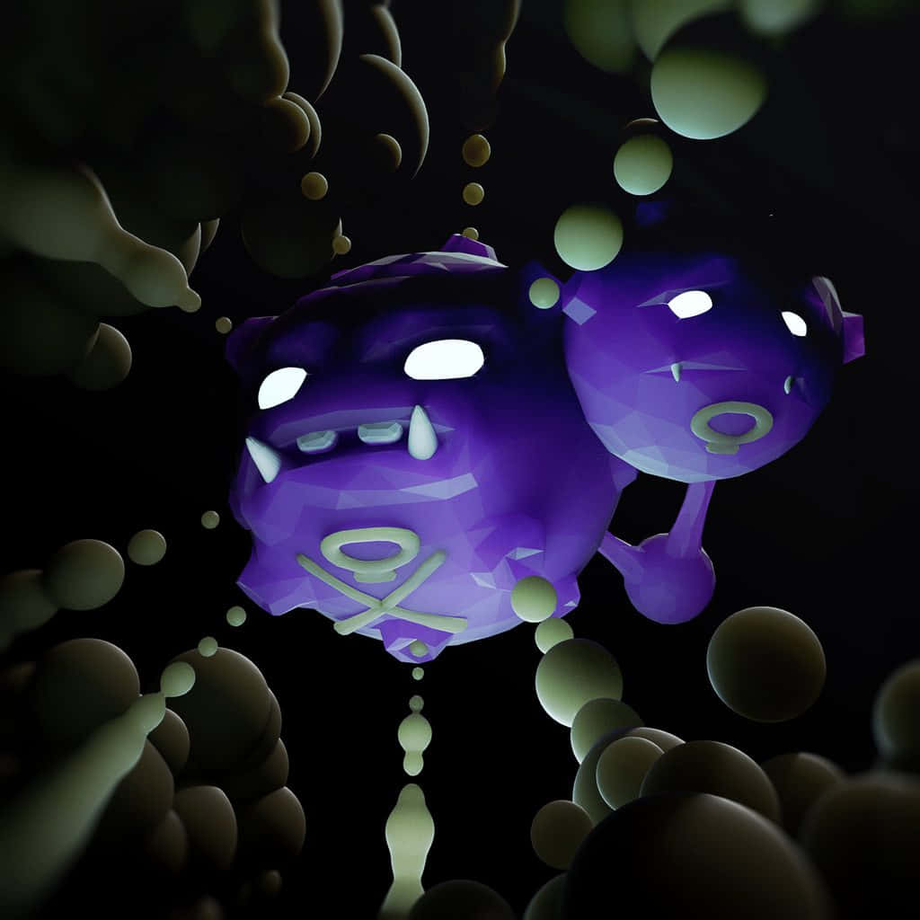 Creepy Weezing Emitting Green Smog Background