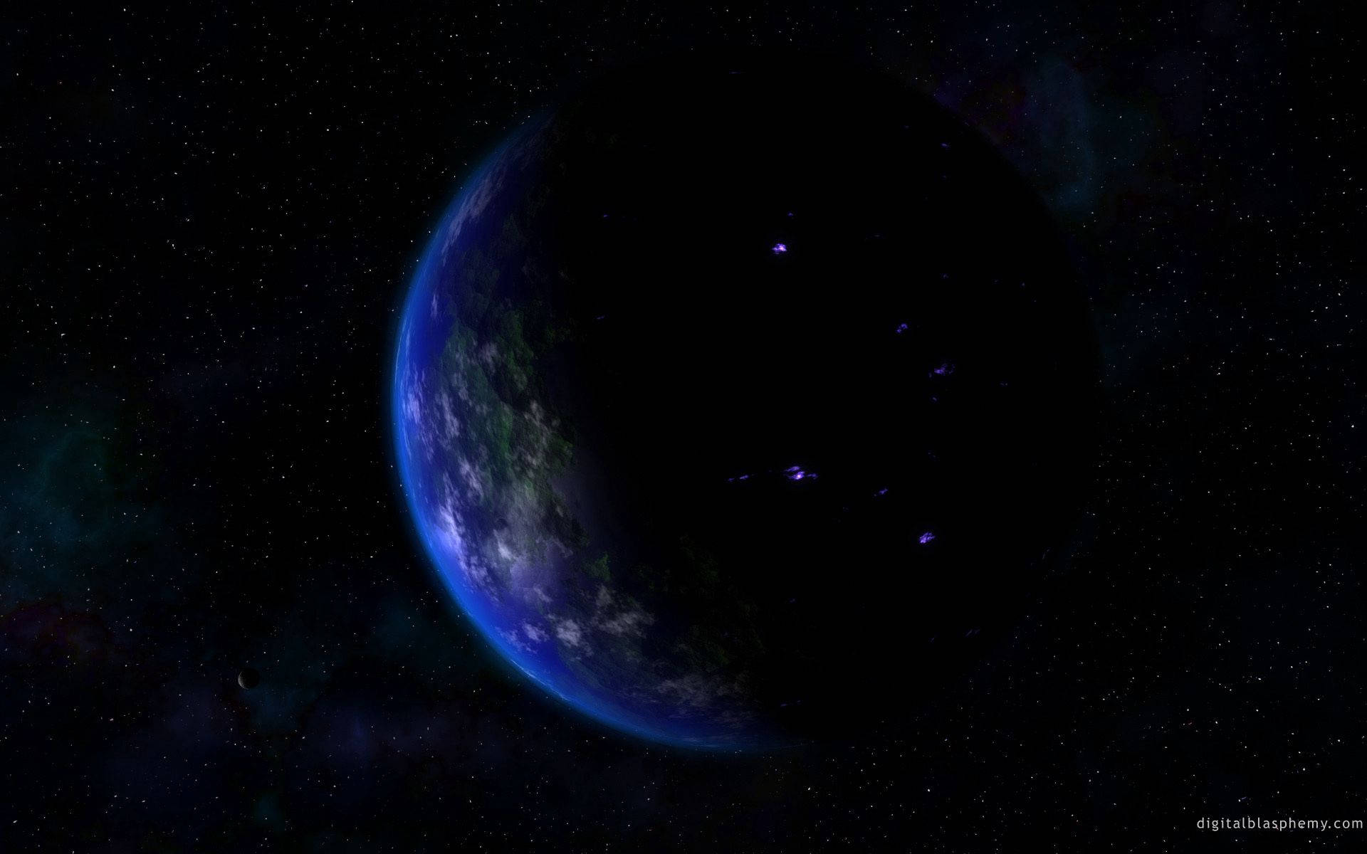 Crescent Earth Planet Background