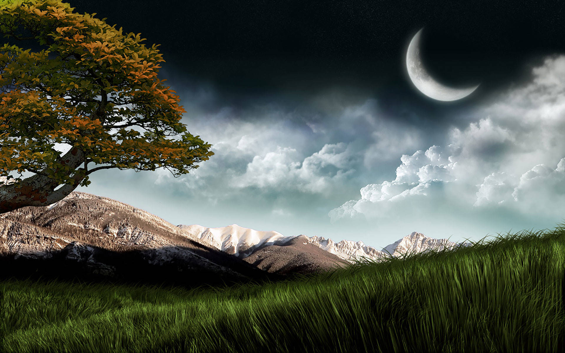 Crescent Moon 3d Nature Background