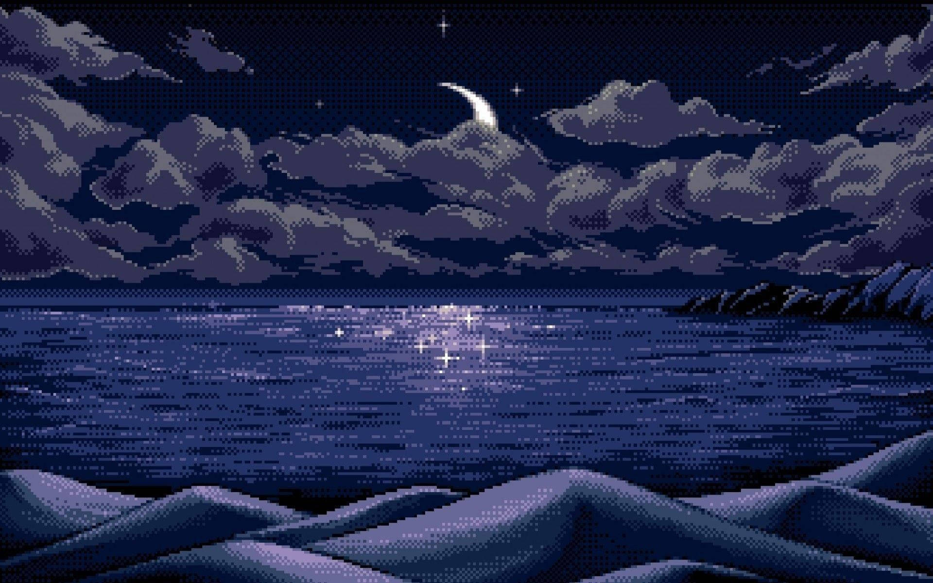 Crescent Moon Aesthetic Art Desktop Background