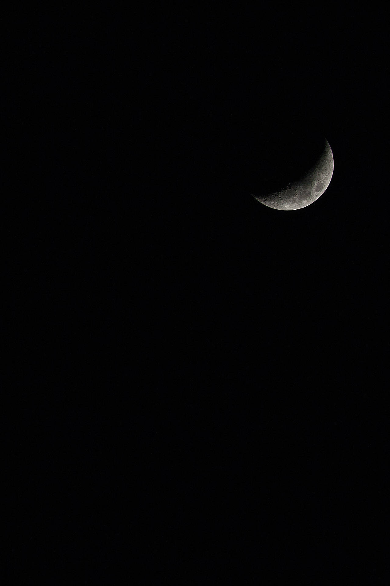 Crescent Moon In Dark Sky Background