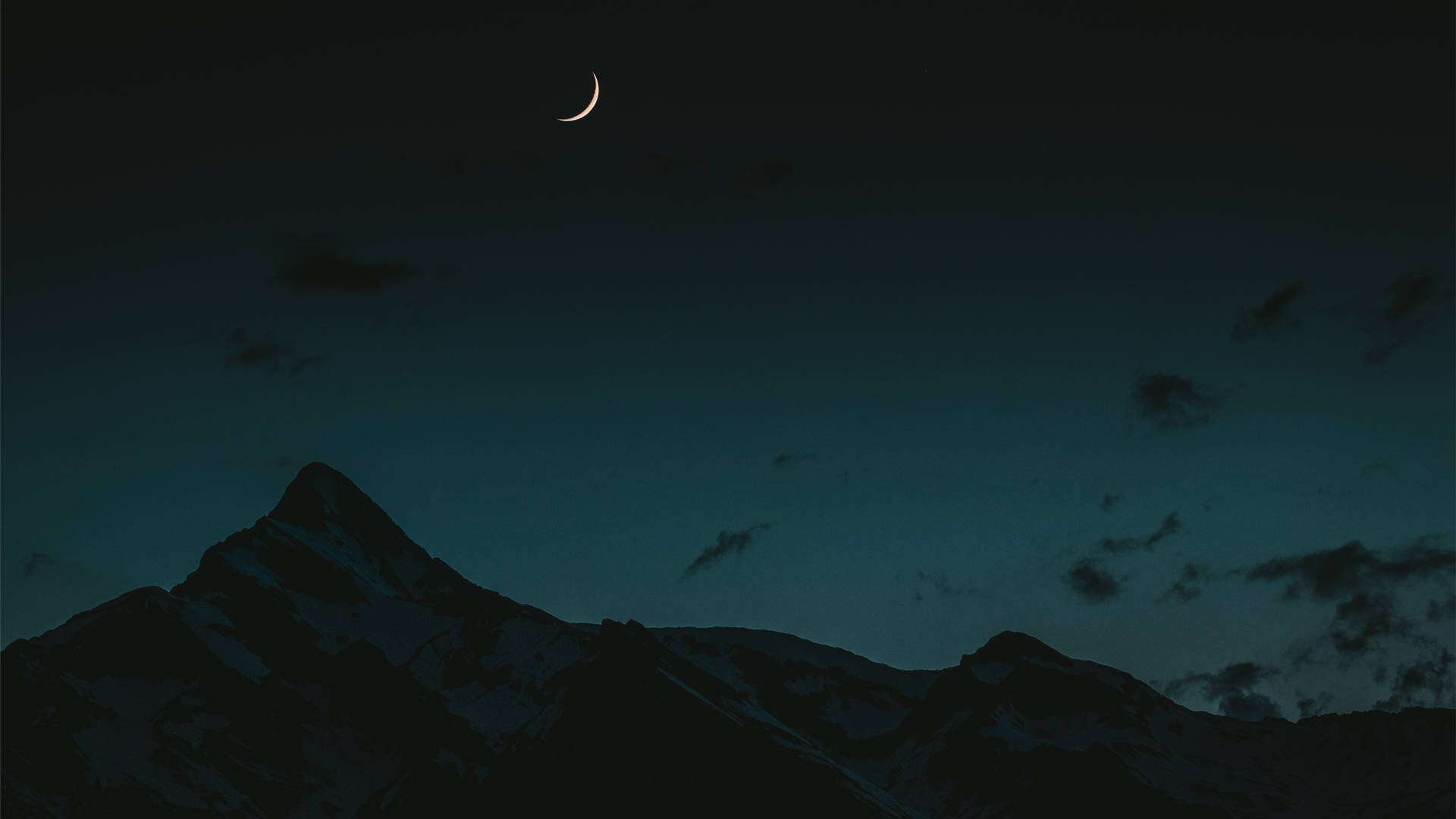 Crescent Moon On Mountain Background