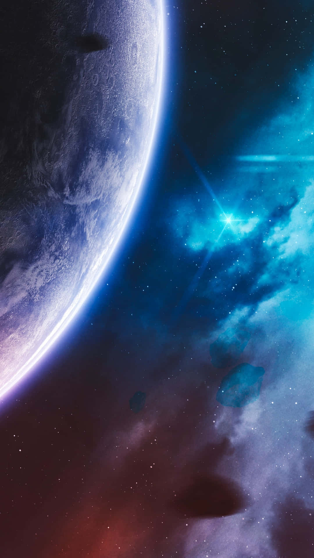 Crescent Moonand Nebula Glow Background