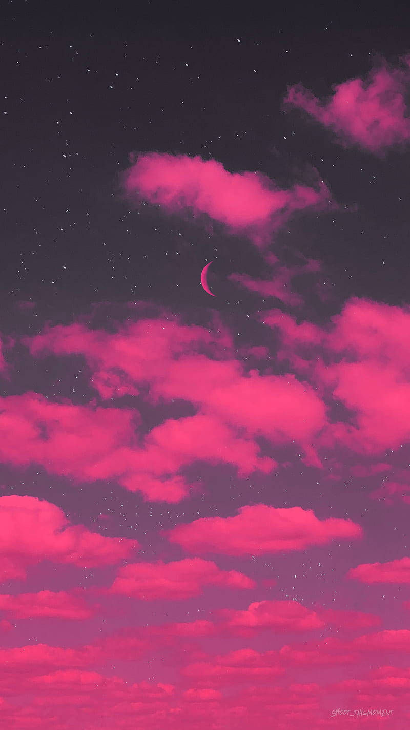 Crescent Neon Moon Background