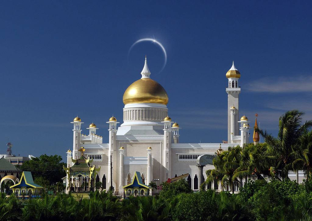 Crescent Upon Brunei Mosque Background