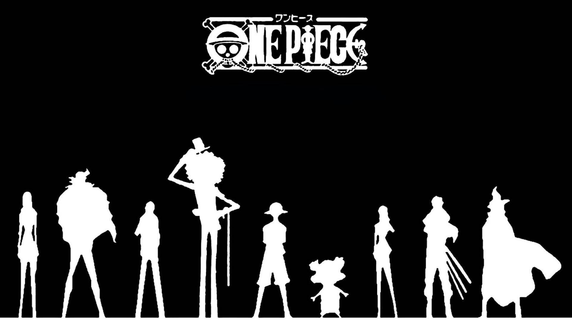 Crew And Luffy Black And White Background