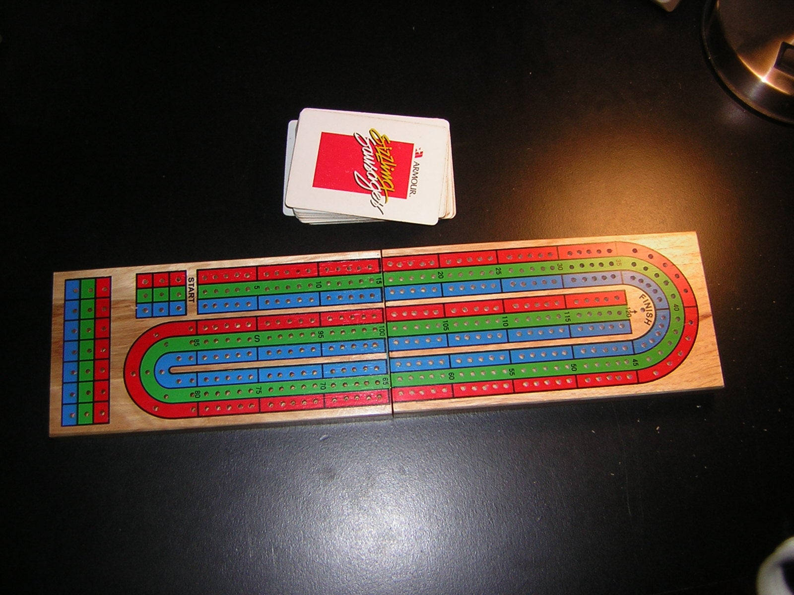 Cribbage Board Sizzling Sausages Card