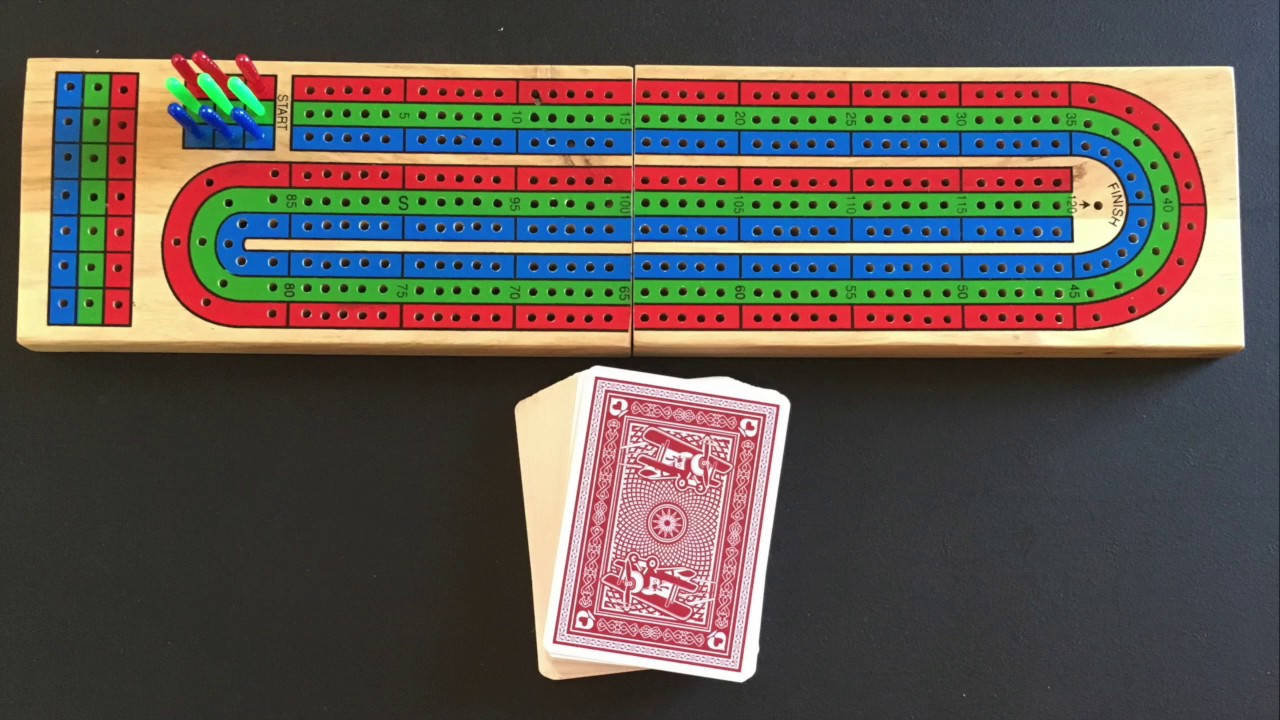 Cribbage Board Stack Of Cards Background