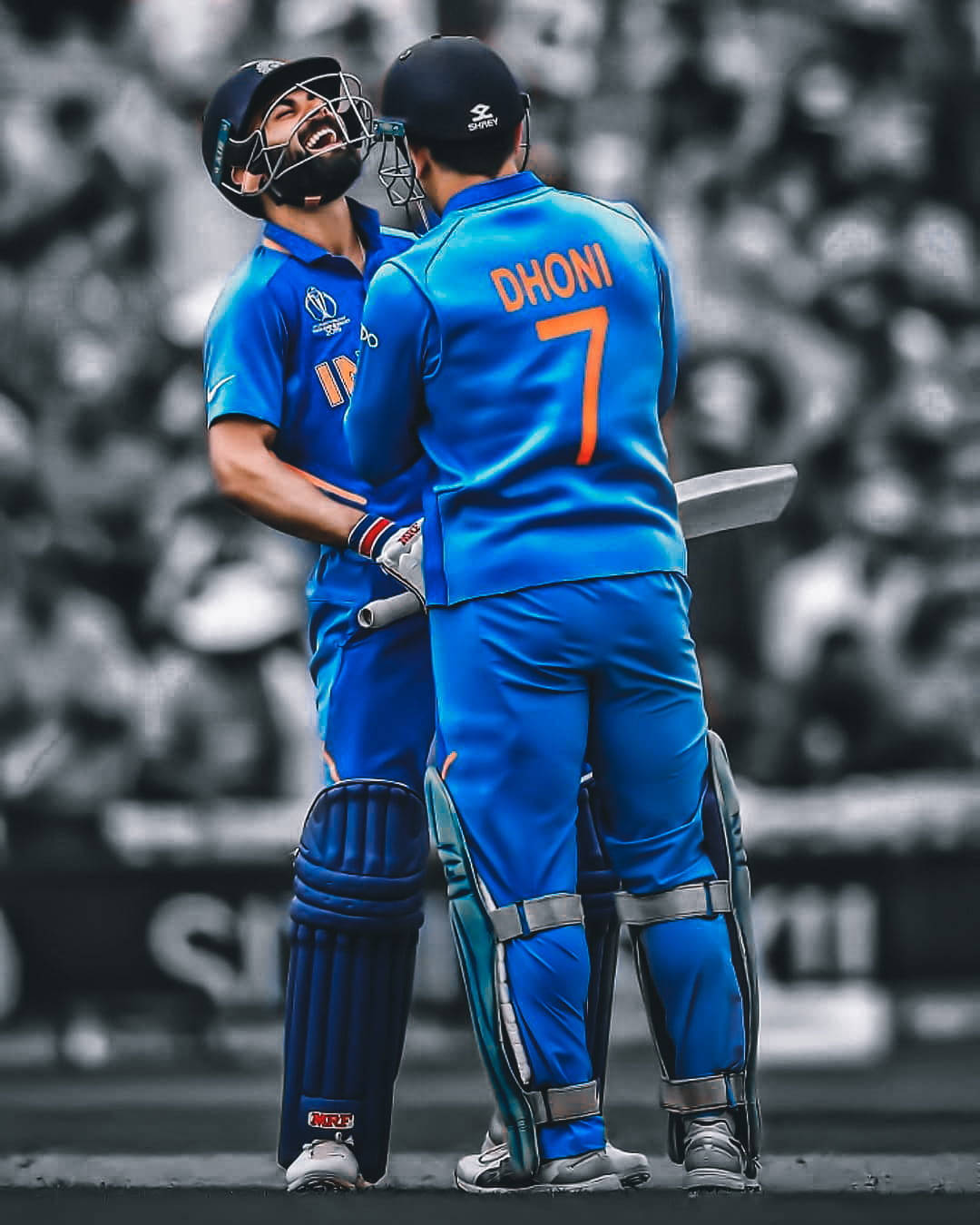 Cricket_ Celebration_ Moment_ Virat_ Kohli_ Dhoni Background