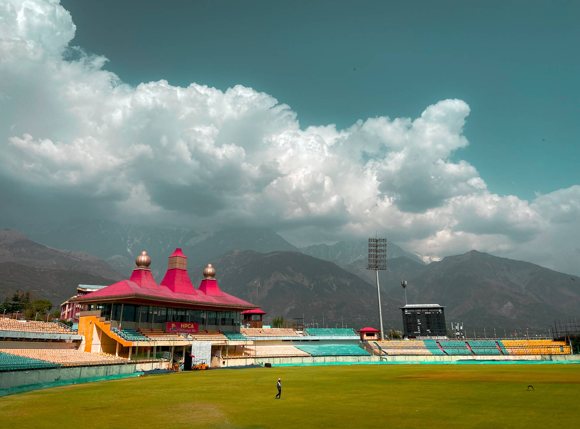 Cricket Field With Seats Background