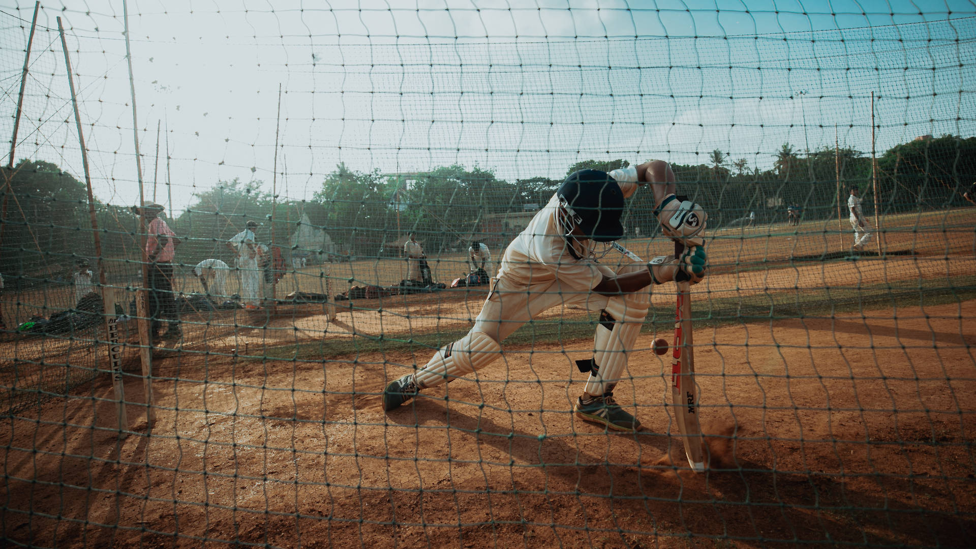 Cricket Player Leaning Shot Background