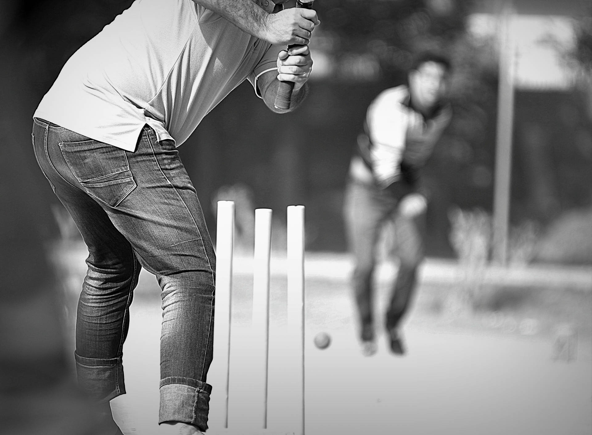 Cricket Players Black And White Background