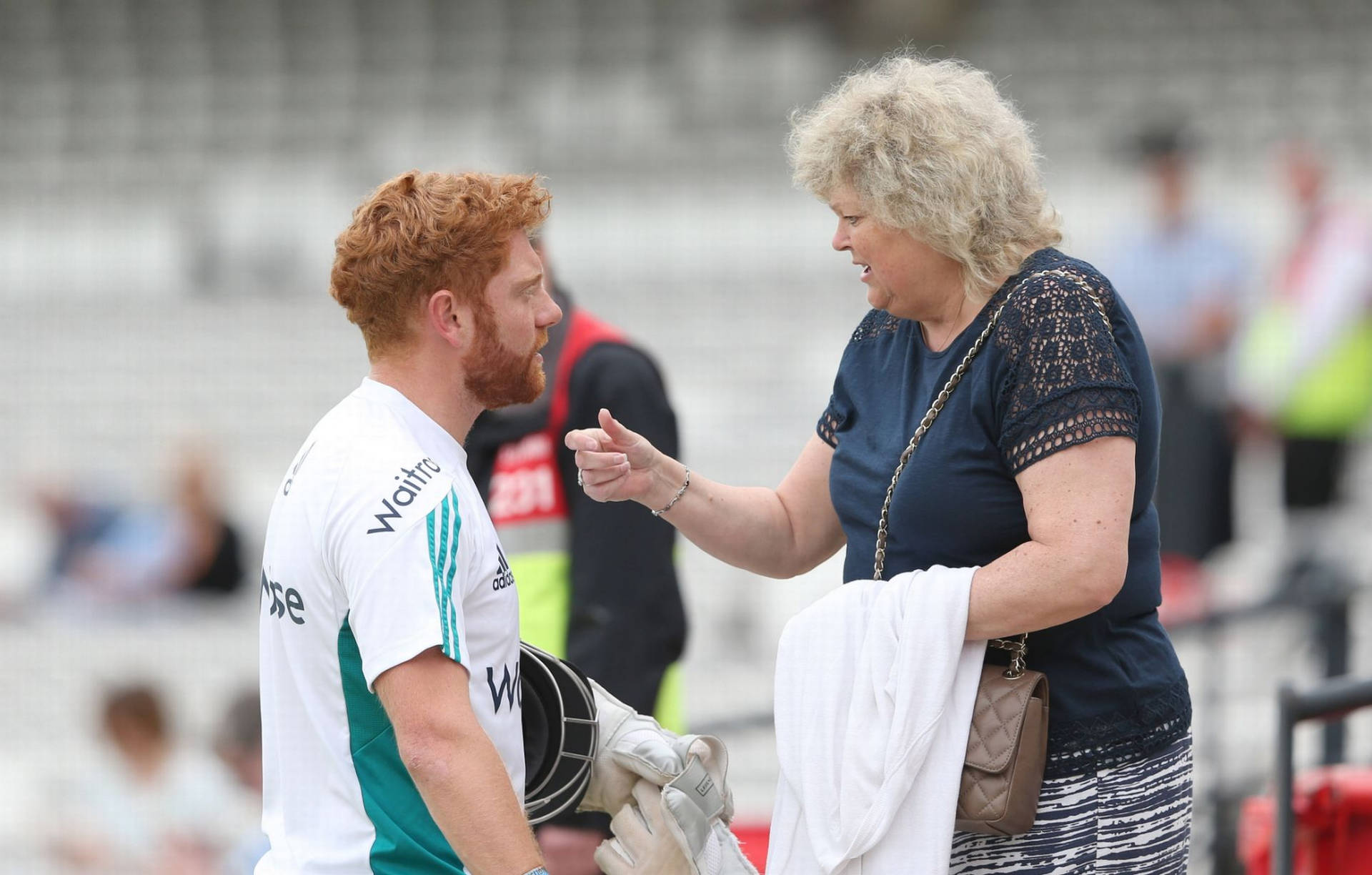 Cricketer Jonny Bairstow Sharing A Sweet Moment With His Mother Background