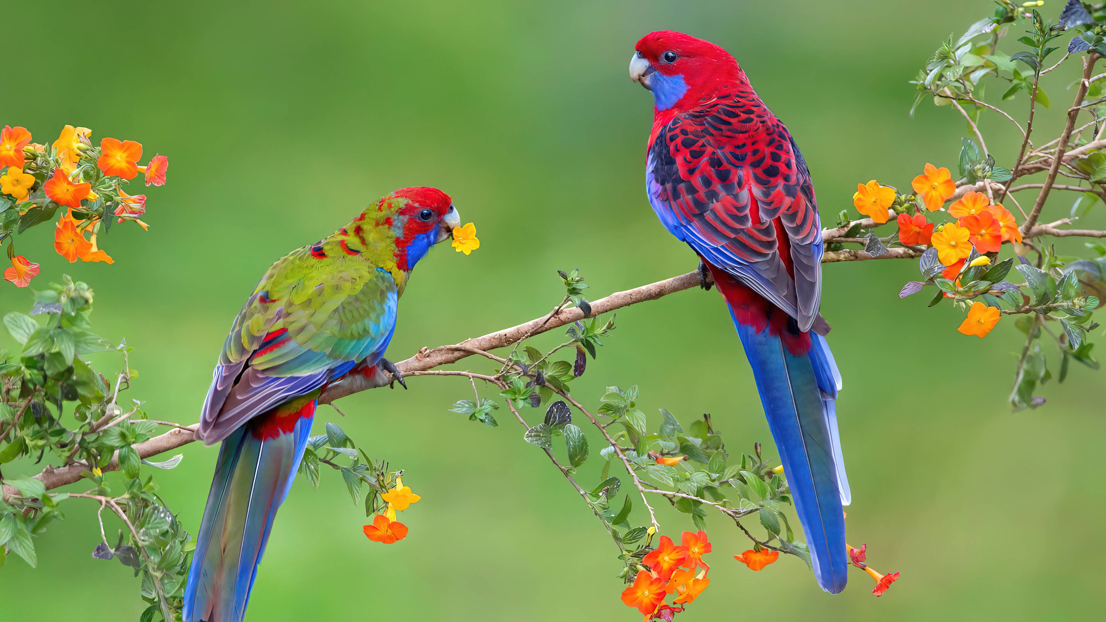 Crimson Rosella Parrots Background