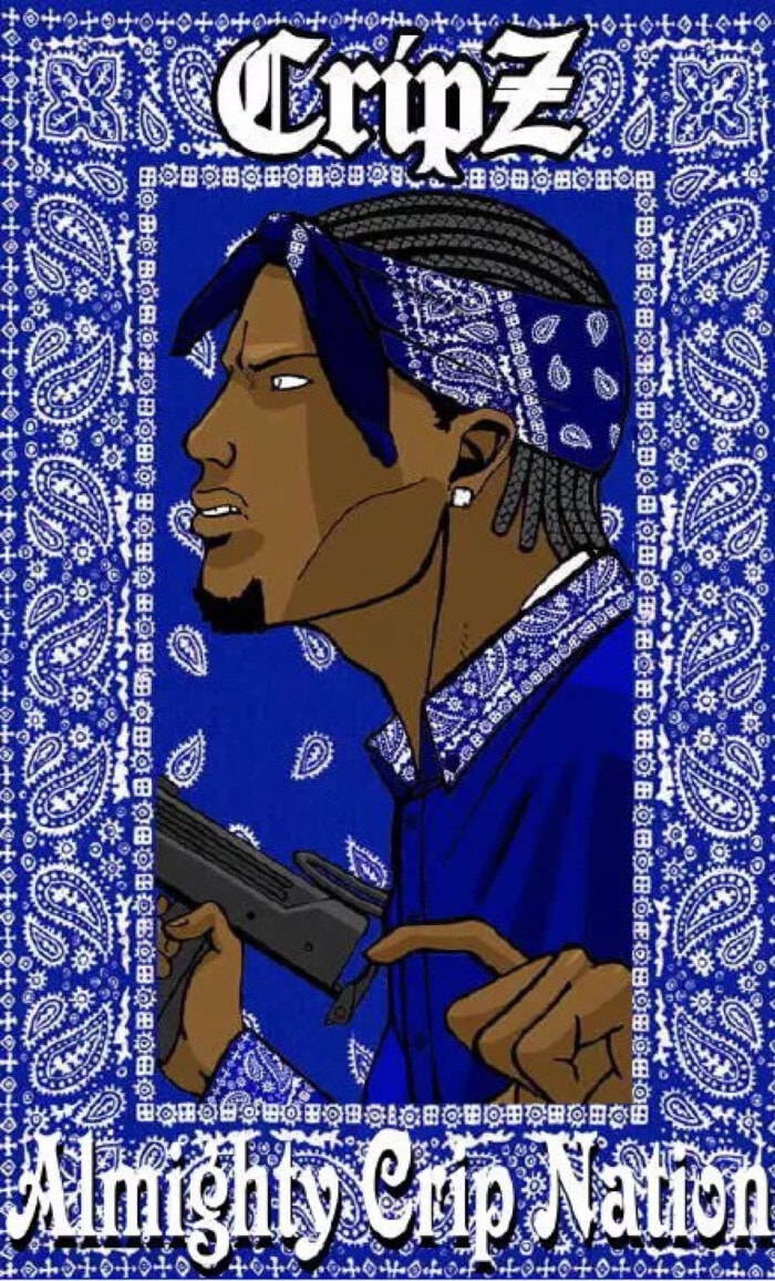 Crip Gang Member Cartoon Art Background