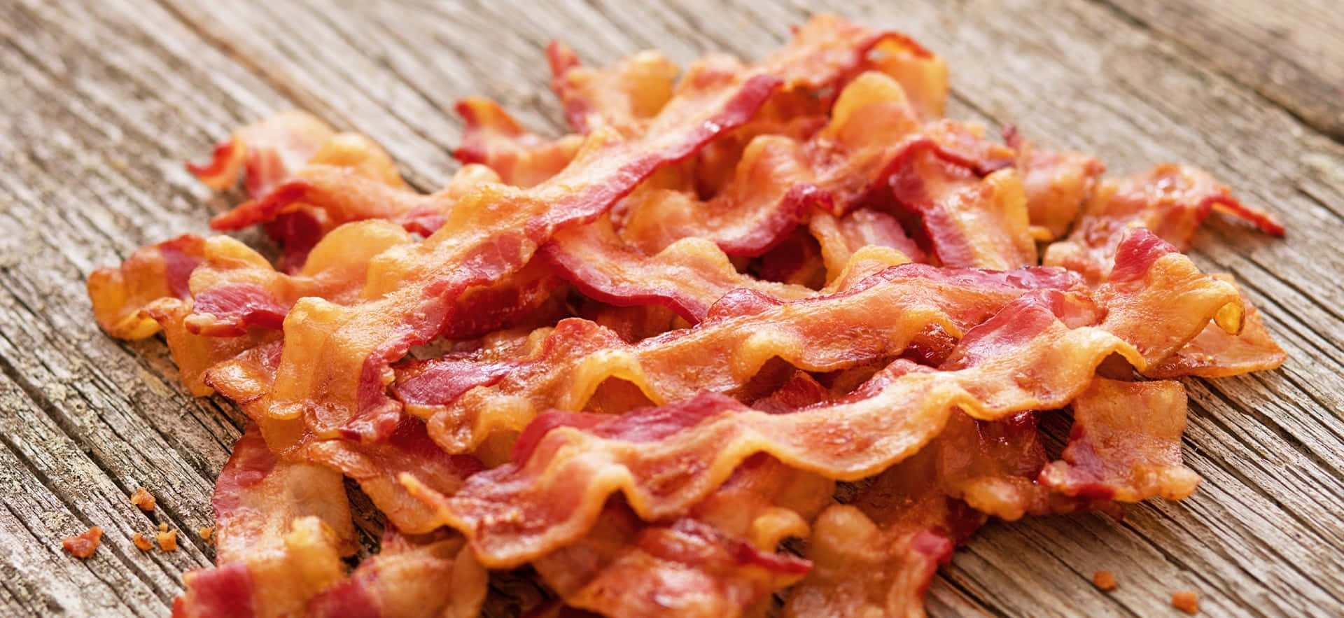 Crispy Bacon Stripson Wooden Background