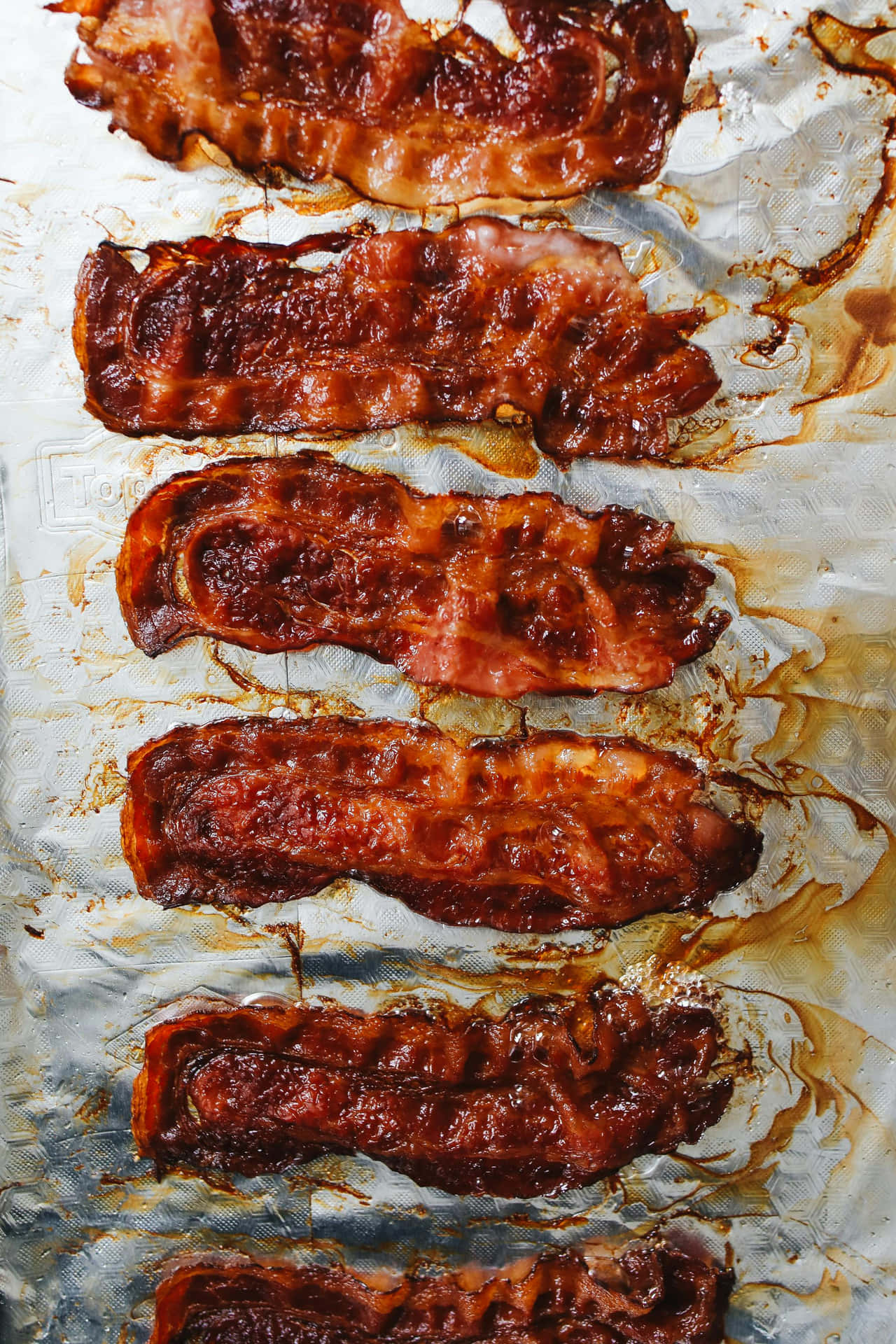 Crispy Baked Bacon Strips Background