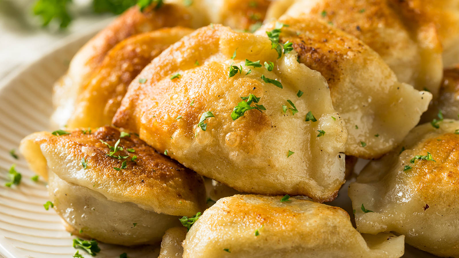 Crispy Pierogi Scallions Background