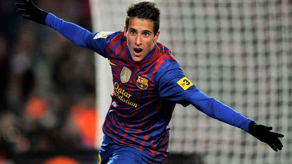 Cristian Tello Celebrating Goal Barcelona Background