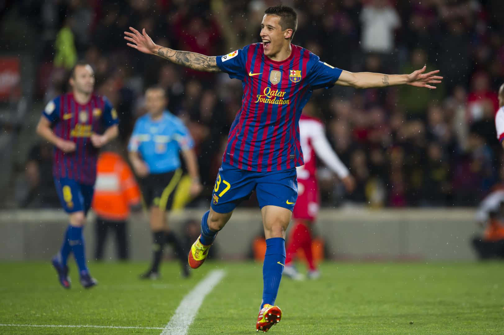 Cristian Tello Celebration F C Barcelona Background