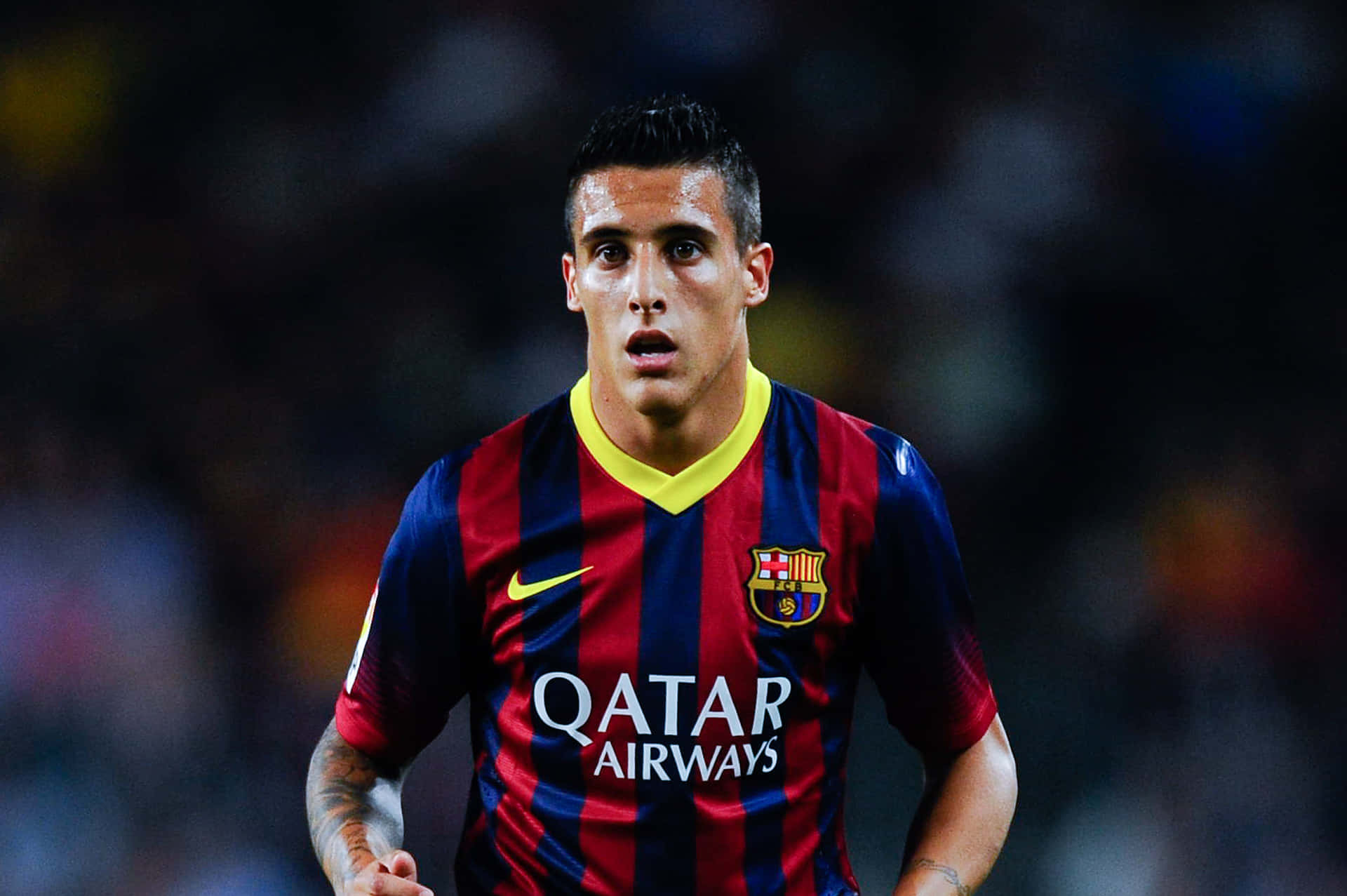 Cristian Tello F C Barcelona Action Shot Background