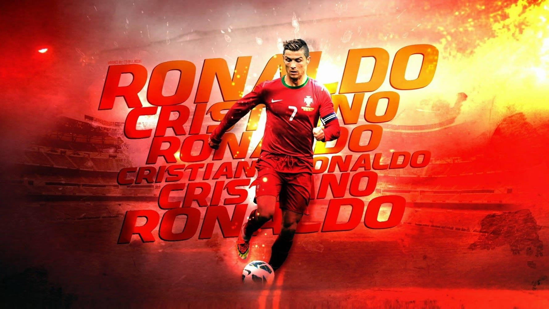 Cristiano Ronaldo Cool Fiery Red Graphic Artwork Background