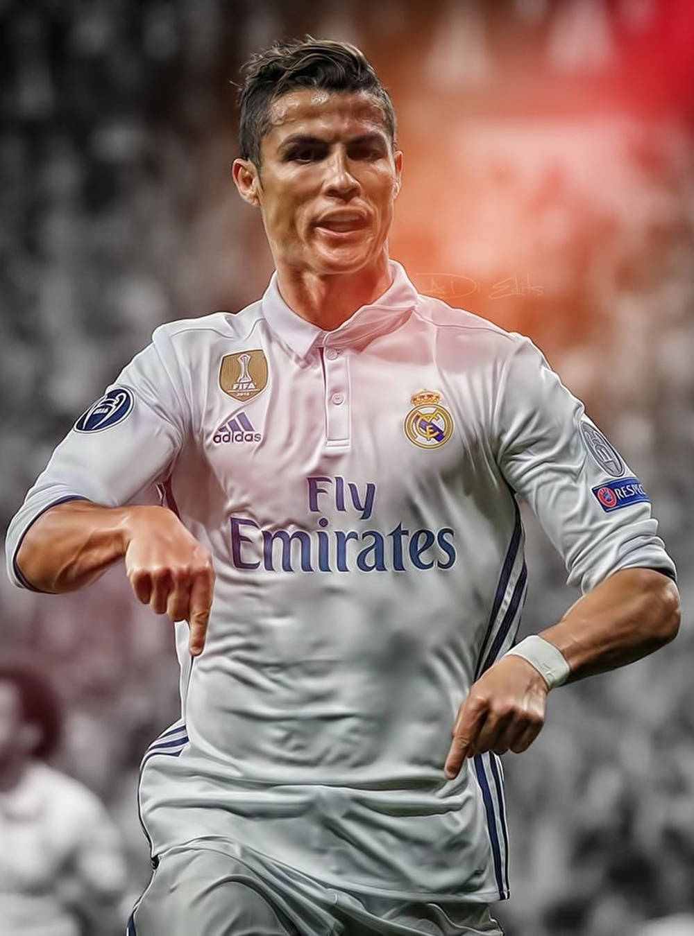 Cristiano Ronaldo Cool White Real Madrid Uniform Background