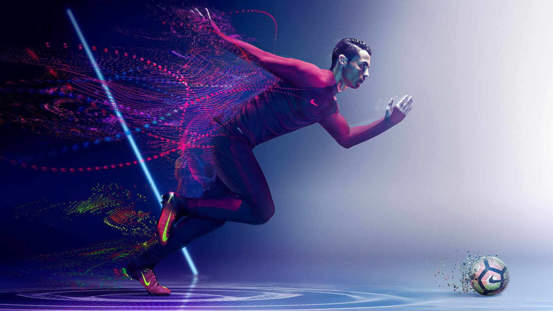 Cristiano Ronaldo In Action With An Abstract Backdrop