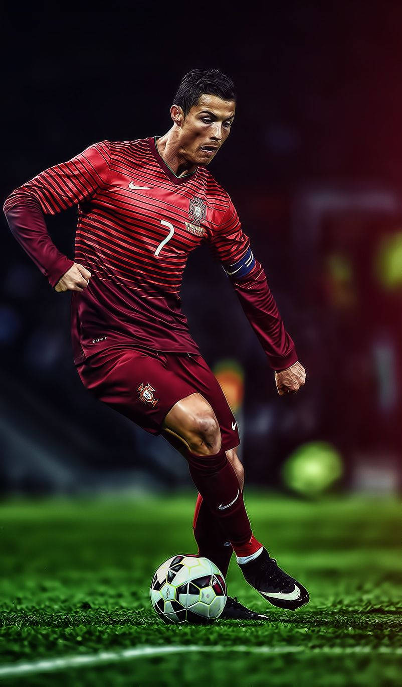 Cristiano Ronaldo In Mid-action. Background