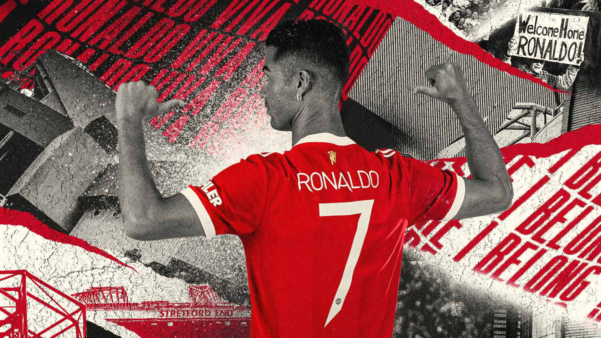Cristiano Ronaldo Manchester United Collage Background