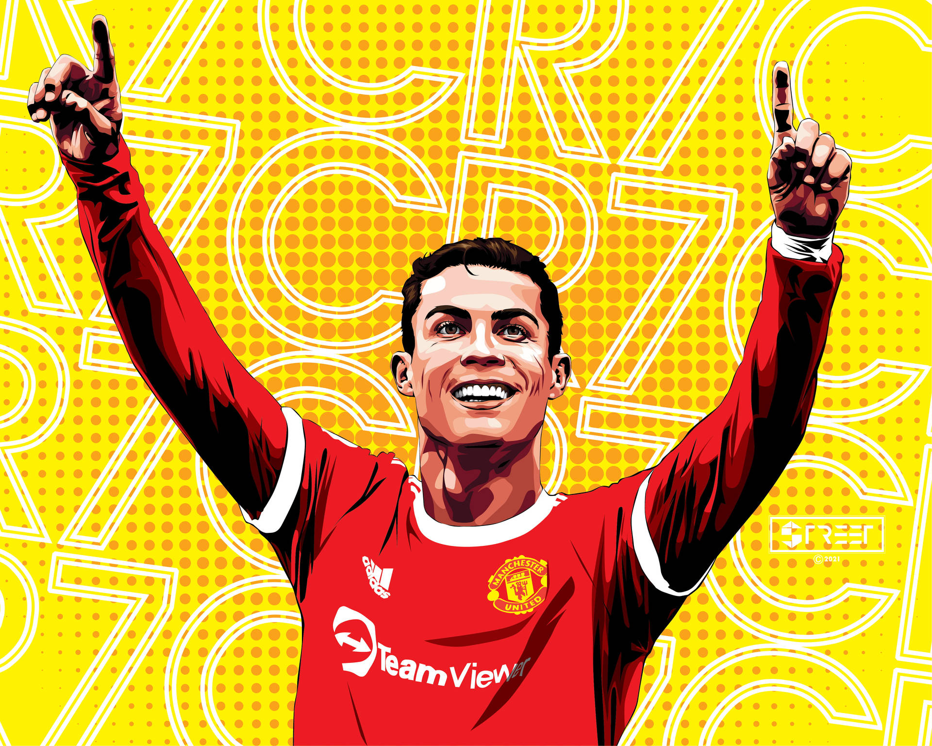 Cristiano Ronaldo Manchester United Comic Art Background