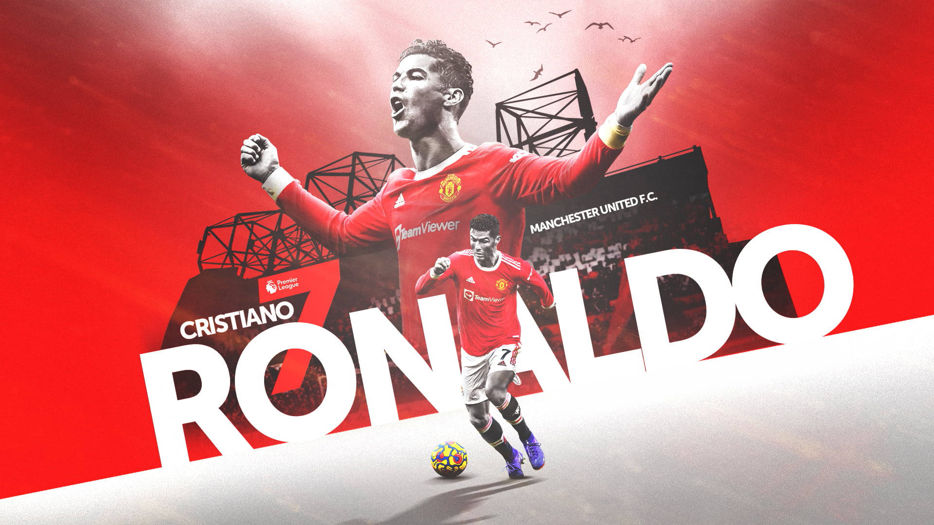 Cristiano Ronaldo Manchester United Digital Art Background