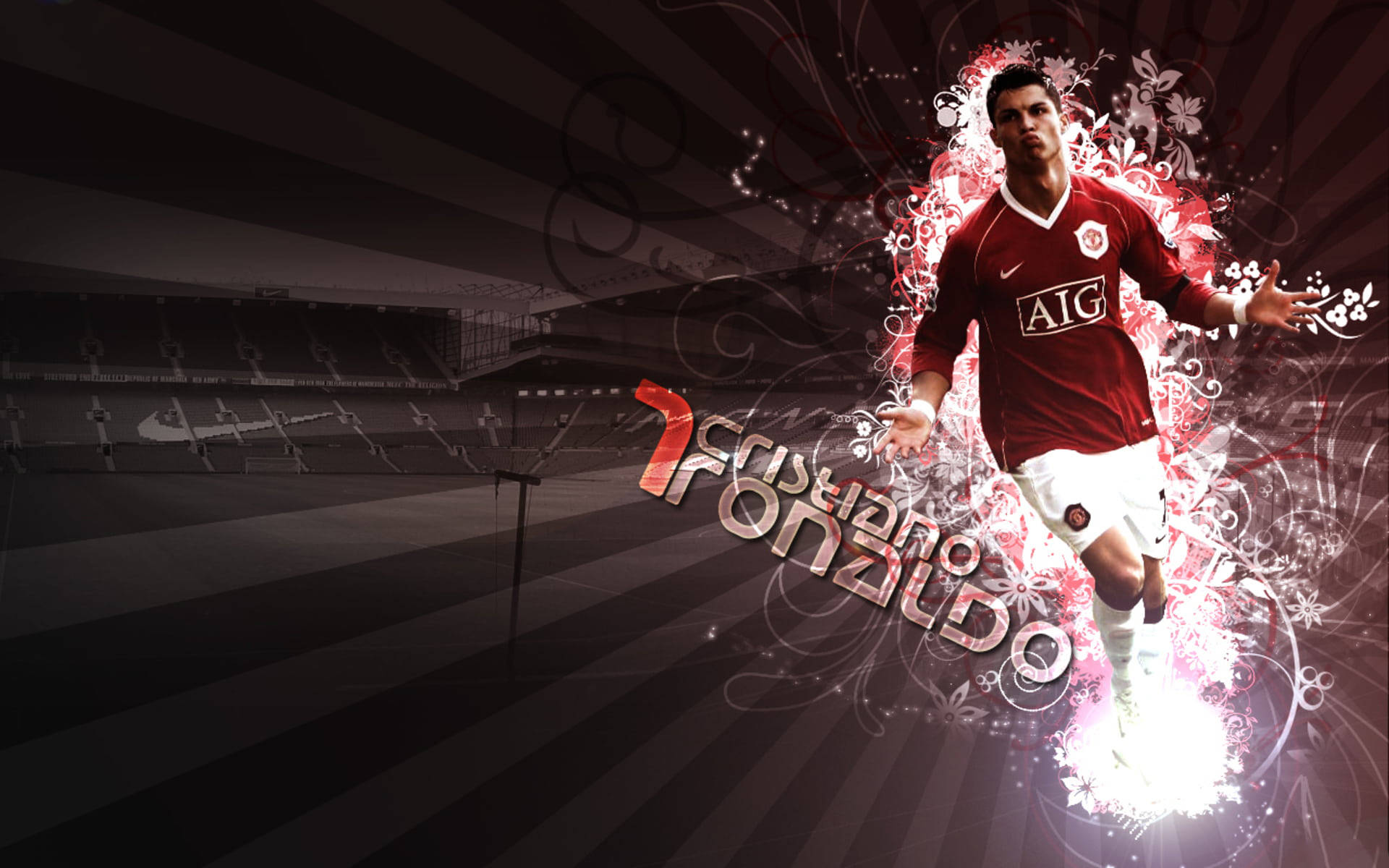 Cristiano Ronaldo Manchester United Rays Design Background
