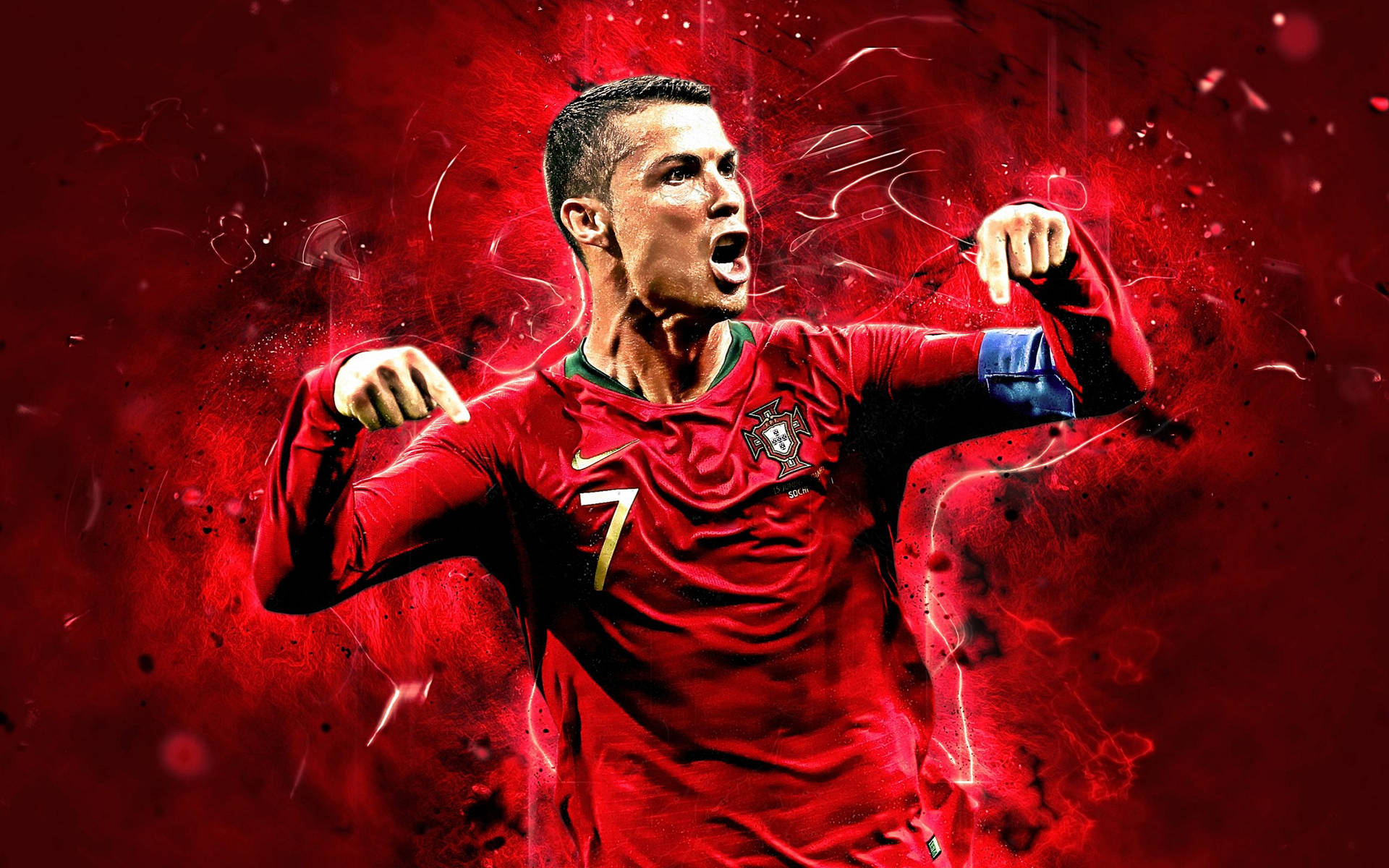 Cristiano Ronaldo Portugal Celebration Red Background