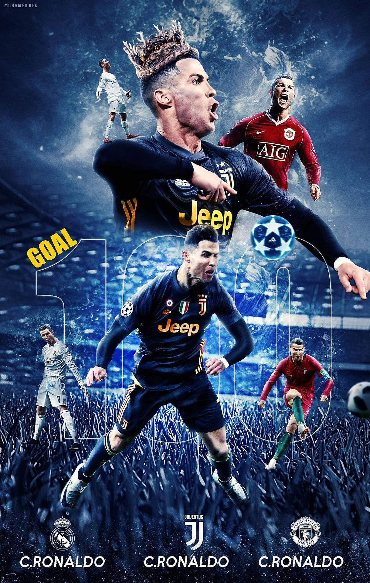 Cristiano Ronaldo Portugal Collage Club Logos Background