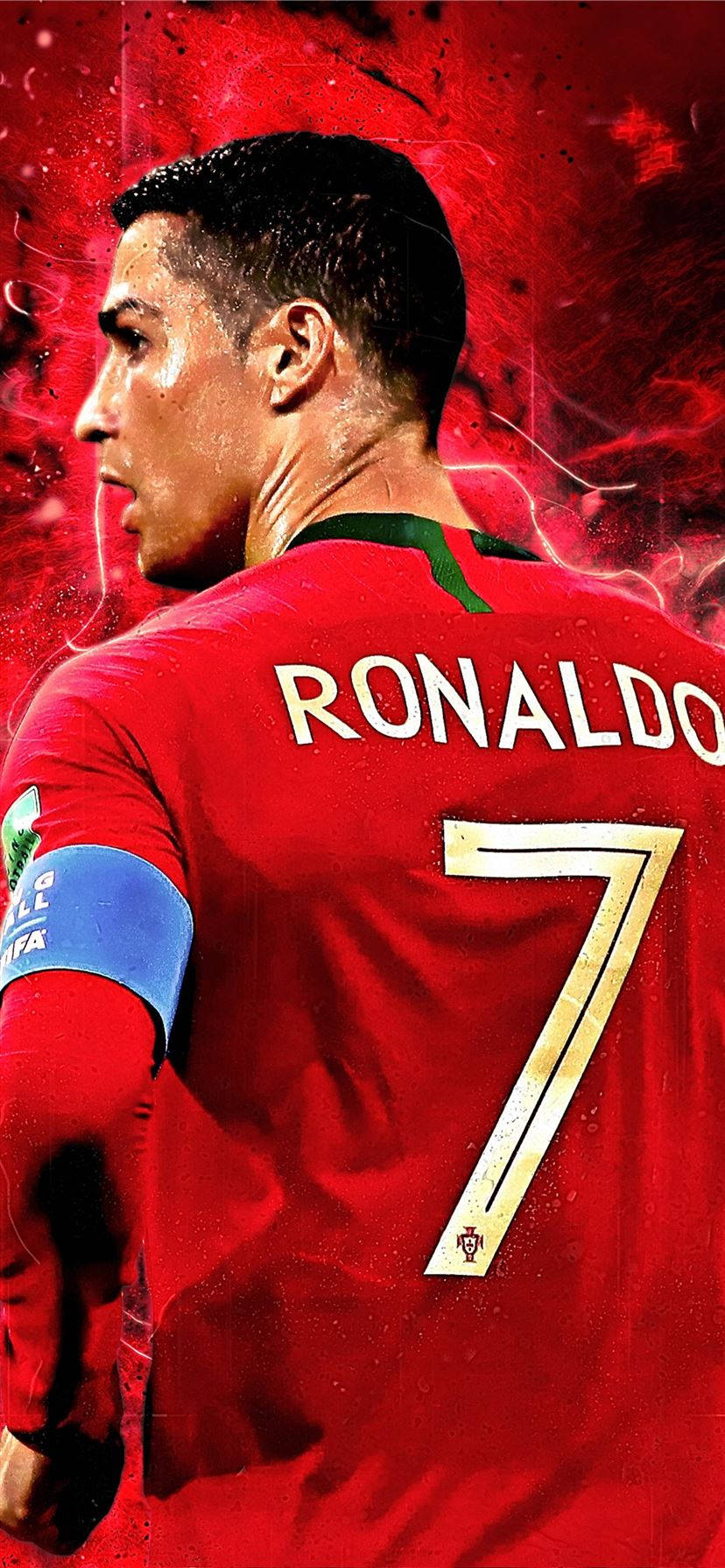 Cristiano Ronaldo Portugal Red Background Red Jersey Background