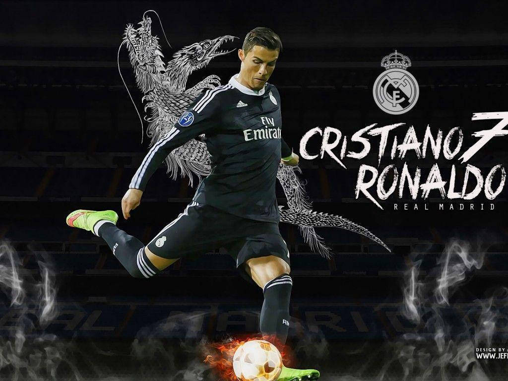 Cristiano Ronaldo With The Real Madrid Logo Background