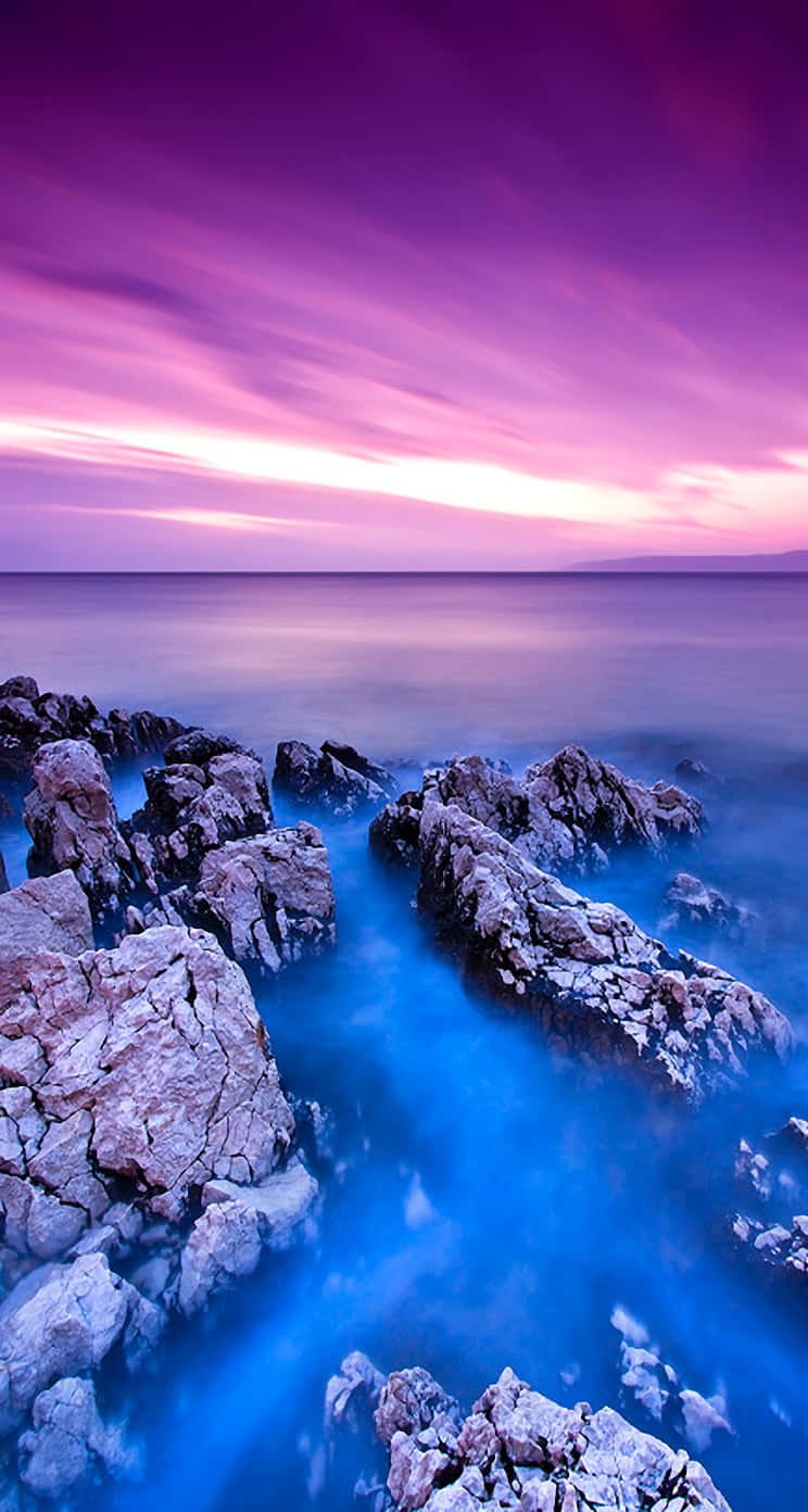Croatia Beautiful Sea Purple Sky Background