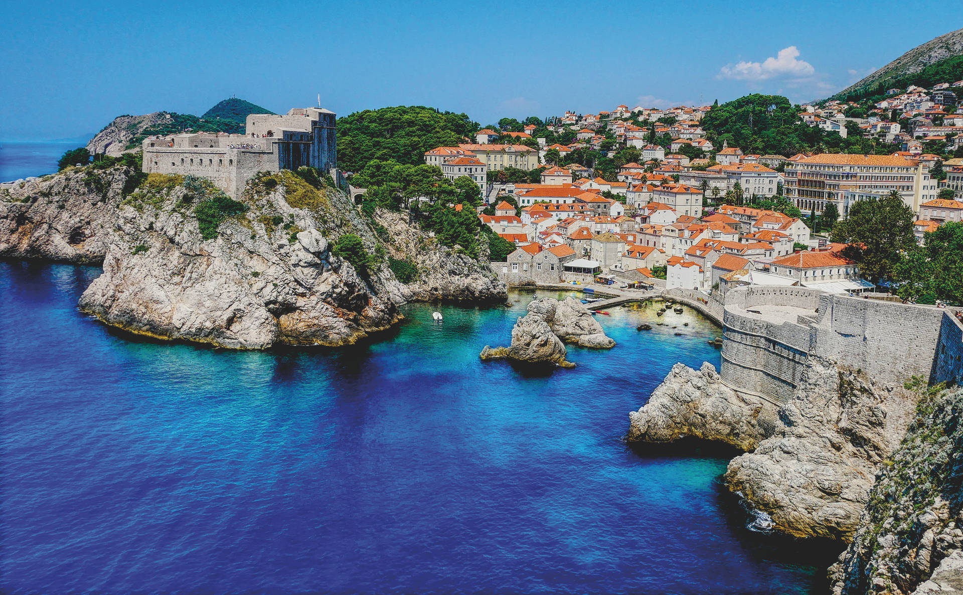 Croatia Blue Sea Dubrovnik City Background