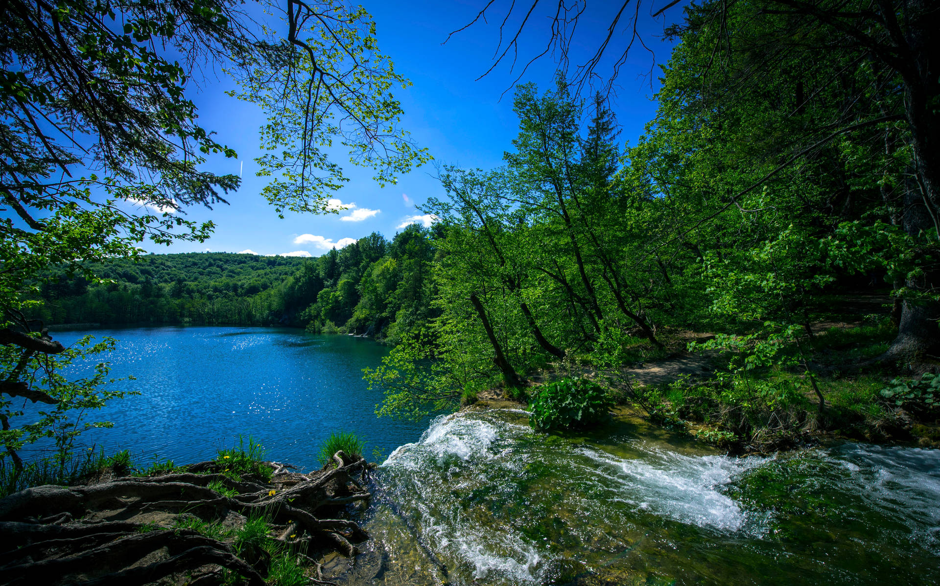 Croatia Terraced Blue Lake Background