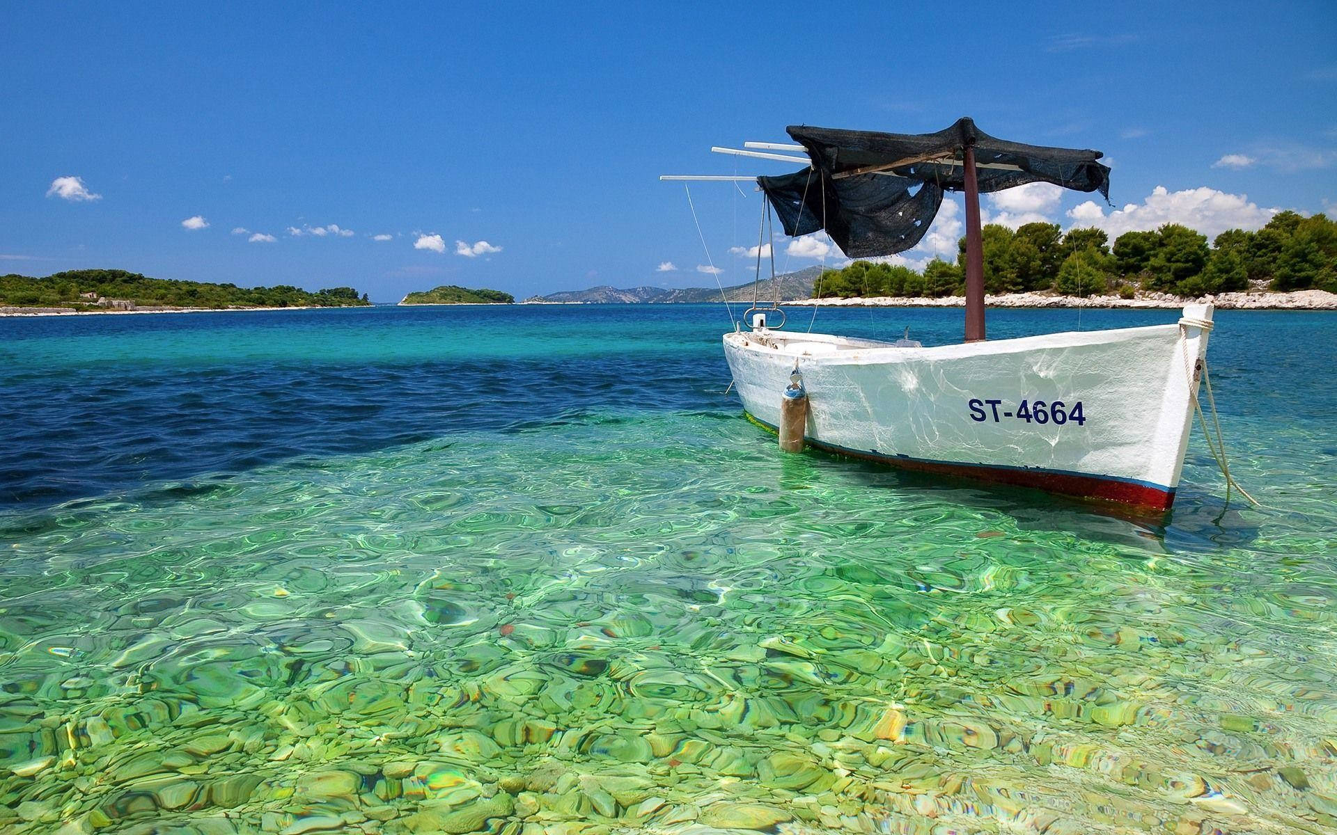 Croatian Boat At Ocean Desktop Background