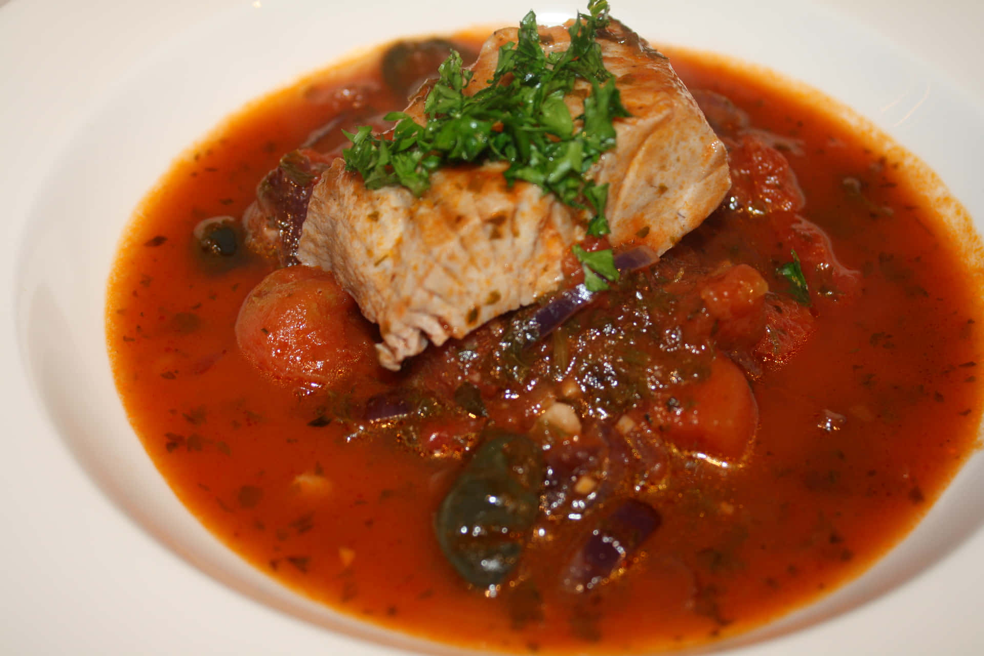 Croatian Brudet Fish Stew With Fresh Herbs Background