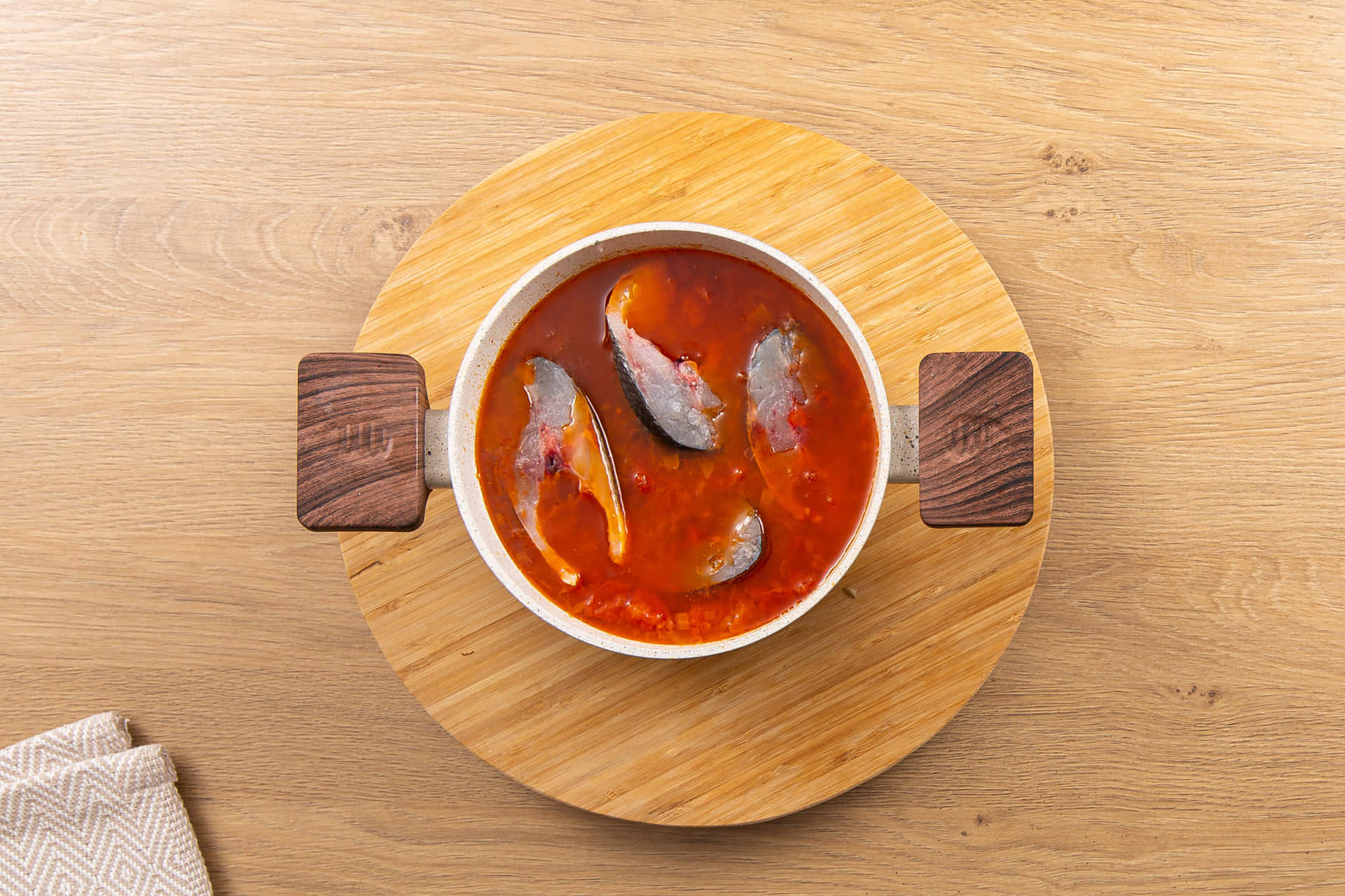 Croatian Brudet Stew Flat Lay Shot Background