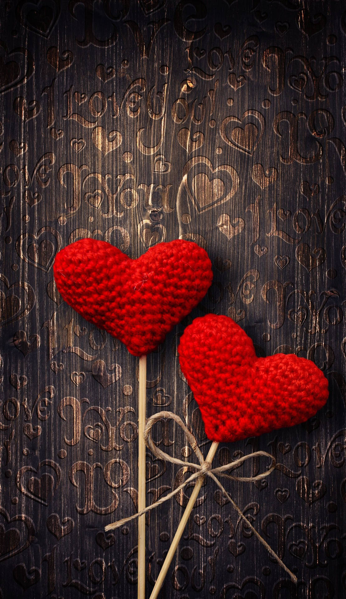 Crochet Hearts Love Phone Background
