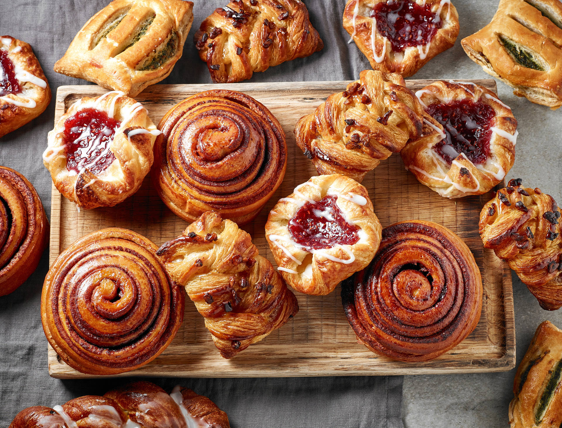 Croissants, Tarts, And Rolls Pastries Background