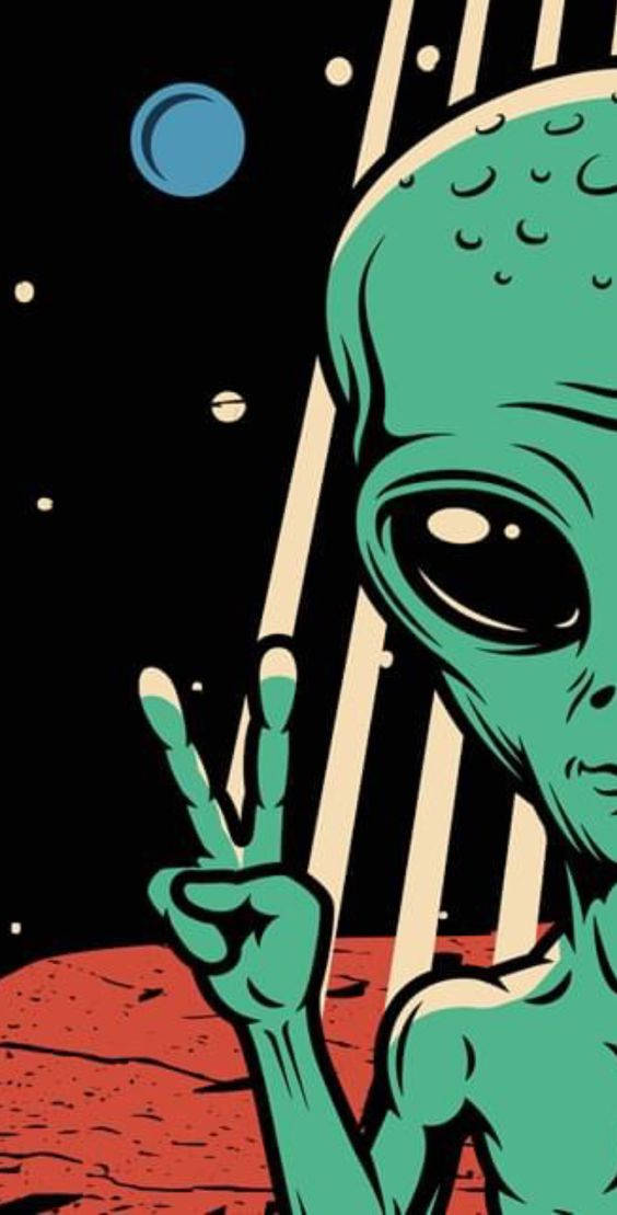 Cropped Cool Alien Cartoon Art Background